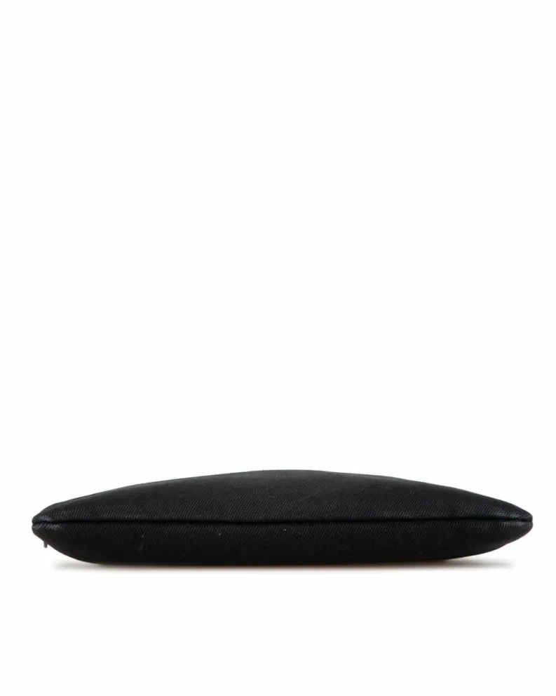 Clutch Bags*Saint Laurent Preloved Canvas Clutch with Leather Trim and Top Zip Closure Black