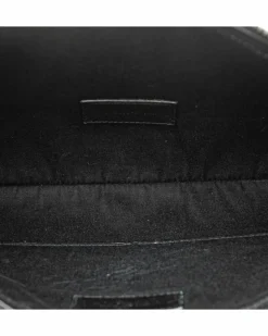 Clutch Bags*Saint Laurent Preloved Canvas Clutch with Leather Trim and Top Zip Closure Black