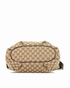 Cross-Body Bags*Gucci Preloved Canvas Crossbody Bag with Leather Trim and Multiple Pockets Brown