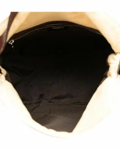 Shoulder Bags*Fendi Preloved Canvas Double Flap Shoulder Bag with Adjustable Leather Strap Brown