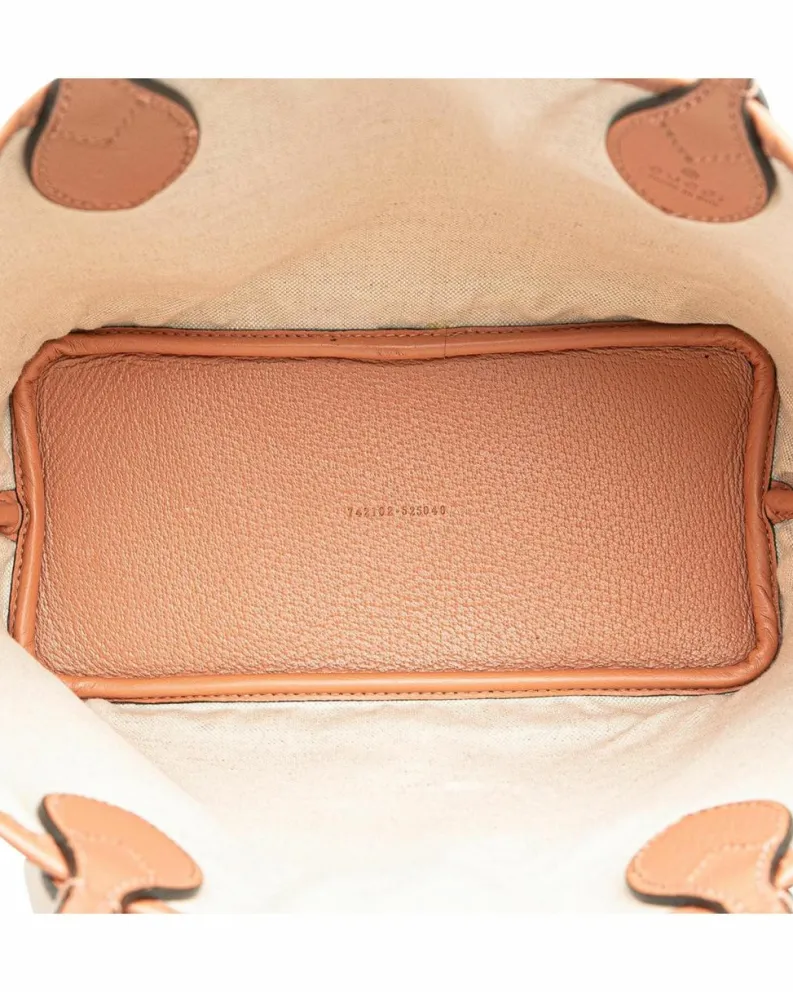 Tote Bags*Gucci Preloved Canvas Ophidia Tote with Leather Trim and Open Top Pink