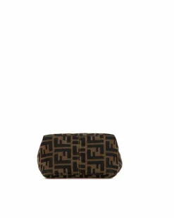 Shoulder Bags*Fendi Preloved Canvas Shoulder Bag with Leather Strap and Interior Zip Brown