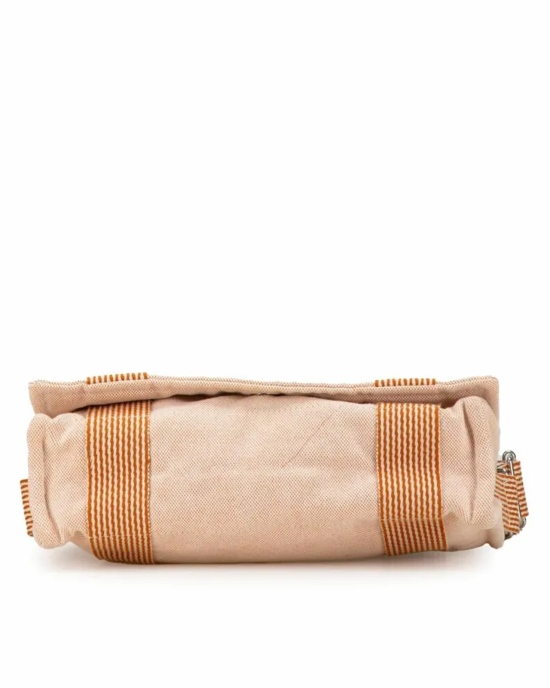 Shoulder Bags*Hermes Preloved Canvas Shoulder Bag with Flat Strap and Front Flap Closure Brown