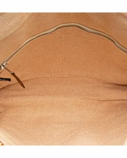 Shoulder Bags*Hermes Preloved Canvas Shoulder Bag with Flat Strap and Front Flap Closure Brown