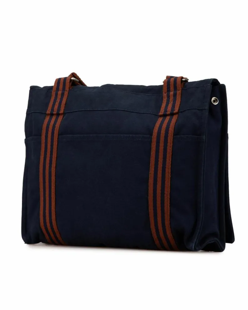 Shoulder Bags*Hermes Preloved Canvas Shoulder Bag with Adjustable Strap and Multiple Blue