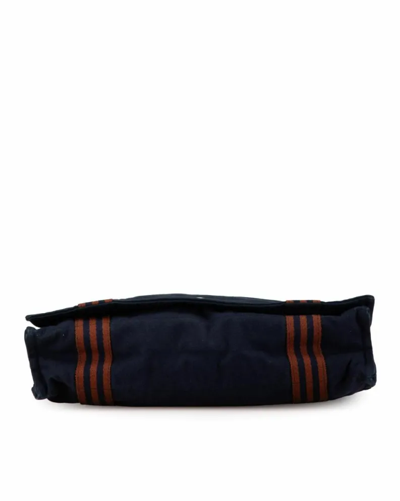 Shoulder Bags*Hermes Preloved Canvas Shoulder Bag with Adjustable Strap and Multiple Blue