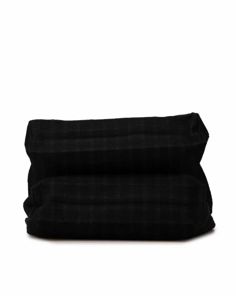 Tote Bags*Hermes Preloved Canvas Tote Bag with Flat Leather Strap and Interior Slip Black