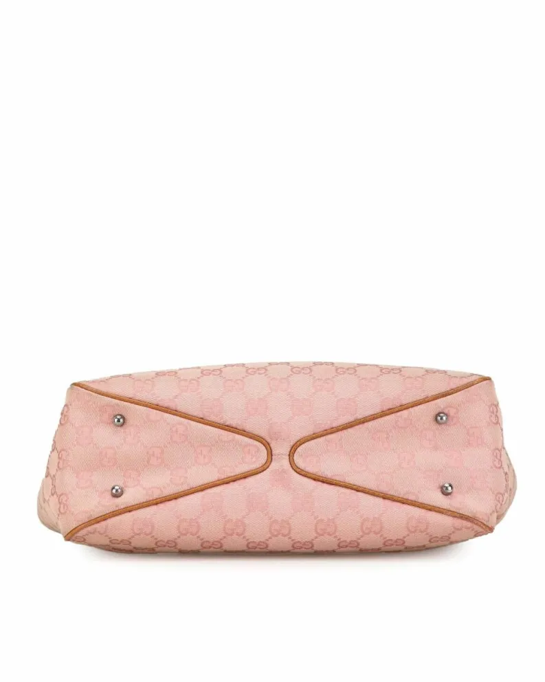 Tote Bags*Gucci Preloved Canvas Tote with Leather Trim and Open Top Pink