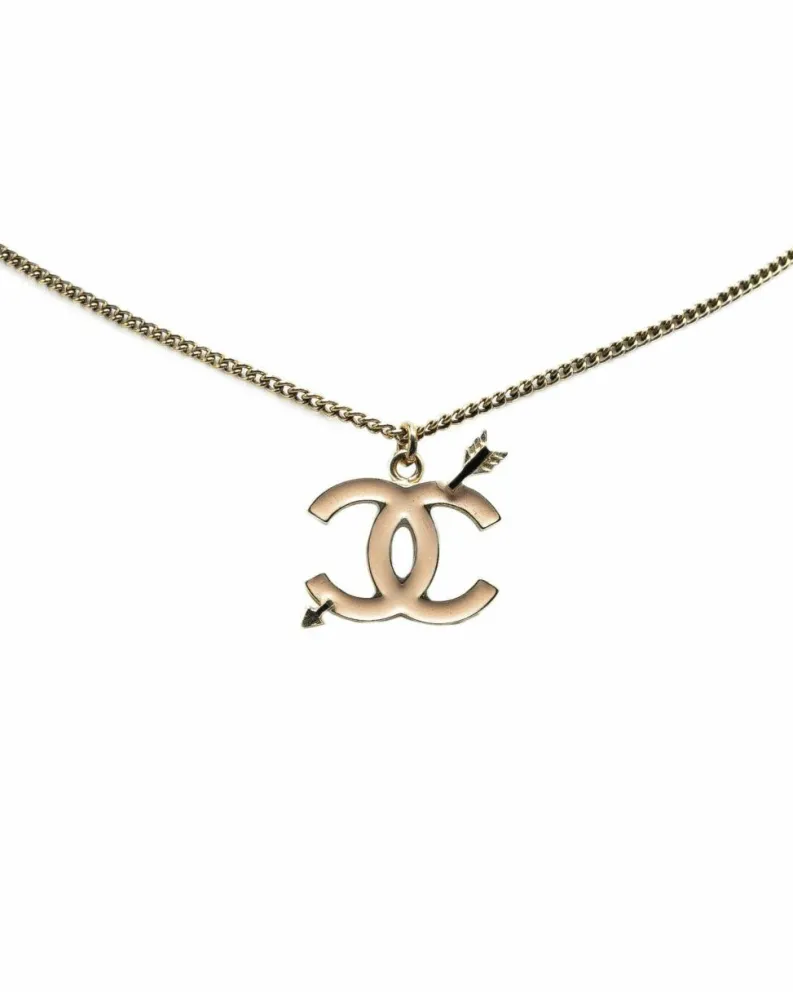 Necklaces*Chanel Preloved CC Arrow Pendant Necklace Gold