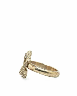 Rings*Chanel Preloved CC Crystal Ring Gold