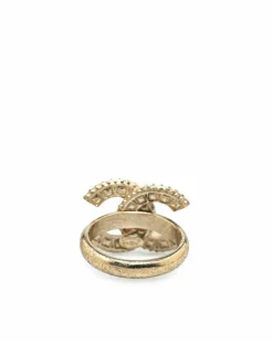 Rings*Chanel Preloved CC Crystal Ring Gold