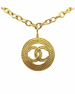 Necklaces*Chanel Preloved CC Logo Chain Necklace Gold
