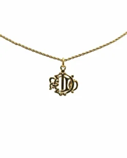 Necklaces*Dior Preloved CD Logo Necklace Gold