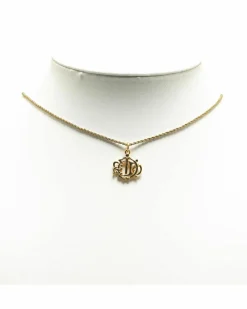 Necklaces*Dior Preloved CD Logo Necklace Gold