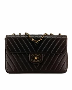 Shoulder Bags*Chanel Preloved Chevron Quilted Lambskin Leather Shoulder Bag - Brown