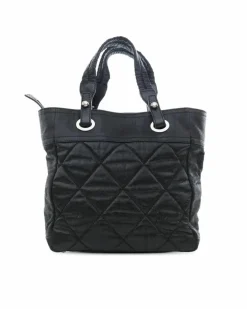 Tote Bags*Chanel Preloved Chic Quilted Tote Bag with Nylon Trim and Zip Closure Black