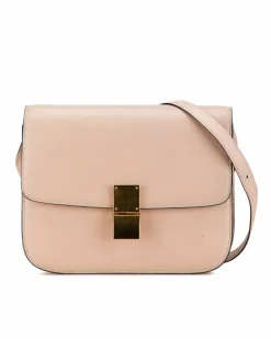 Cross-Body Bags*Celine Preloved Classic Box Bag in Blush Lambskin Leather Authentic Pink