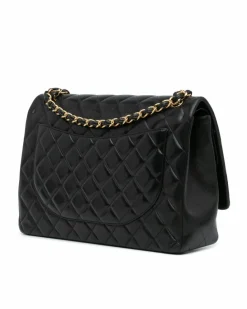 Shoulder Bags*Chanel Preloved Classic Double Flap Lambskin Leather Shoulder Bag Black