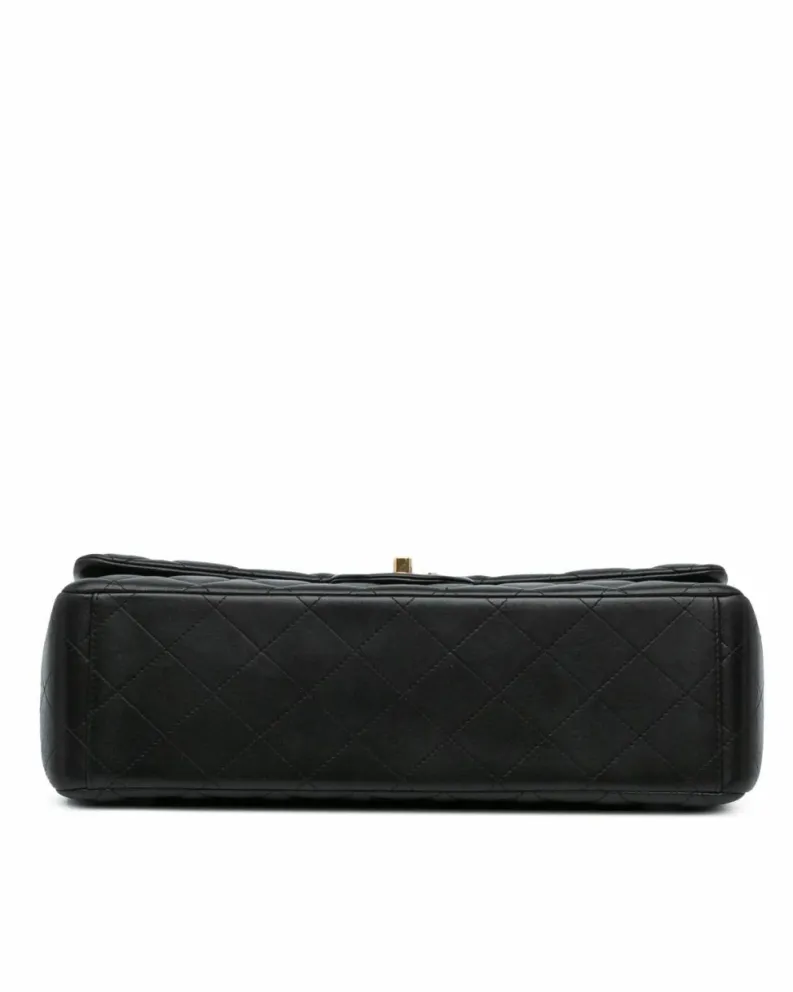 Shoulder Bags*Chanel Preloved Classic Double Flap Lambskin Leather Shoulder Bag Black