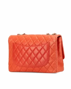 Shoulder Bags*Chanel Preloved Classic Double Flap Lambskin Leather Shoulder Bag - Orange