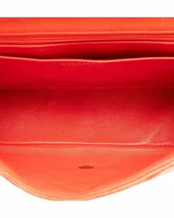 Shoulder Bags*Chanel Preloved Classic Double Flap Lambskin Leather Shoulder Bag - Orange