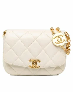 Cross-Body Bags*Chanel Preloved Classic Flap Leather Crossbody Bag Authentic Quilted White