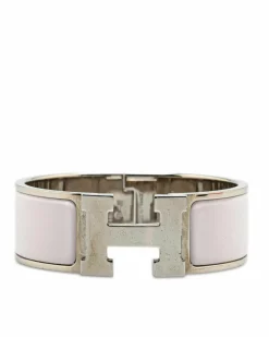 Bracelets*Hermes Preloved Clic H Bracelet Rose Azalee Palladium Plated Pink