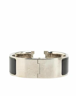 Bracelets*Hermes Preloved Clic H Bracelet - Resin and Palladium-plated Metal Black