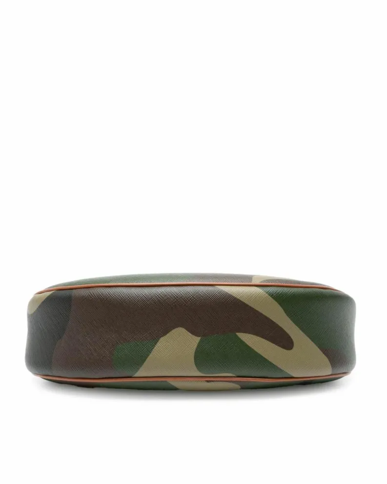 Shoulder Bags*Celine Preloved Coated Canvas Camouflage Ava Shoulder Bag with Leather Trim Green