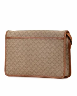 Cross-Body Bags*Celine Preloved Coated Canvas Crossbody Bag with Leather Trim and Magnetic Brown
