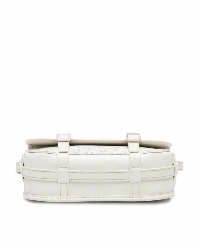 Cross-Body Bags*Goyard Preloved Coated Canvas Crossbody Bag with Leather Trim and Buckle White