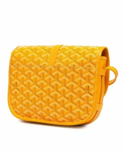 Cross-Body Bags*Goyard Preloved Coated Canvas Crossbody Bag with Leather Trim and Buckle Yellow
