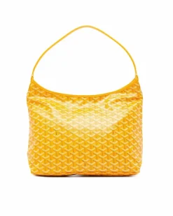 Shoulder Bags*Goyard Preloved Coated Canvas Hobo Shoulder Bag with Leather Trim and Top Zip Yellow