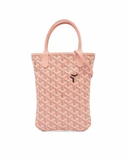 Tote Bags*Goyard Preloved Coated Canvas Leather Trim Tote with Detachable Strap Pink