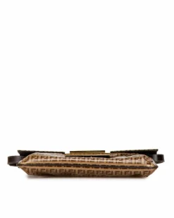 Shoulder Bags*Fendi Preloved Coated Canvas Shoulder Bag with Adjustable Leather Strap and Brown
