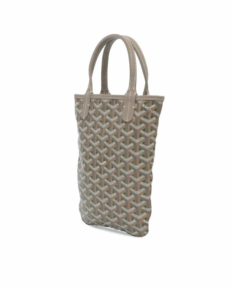 Tote Bags*Goyard Preloved Coated Canvas Tote with Leather Trim and Detachable Strap Grey