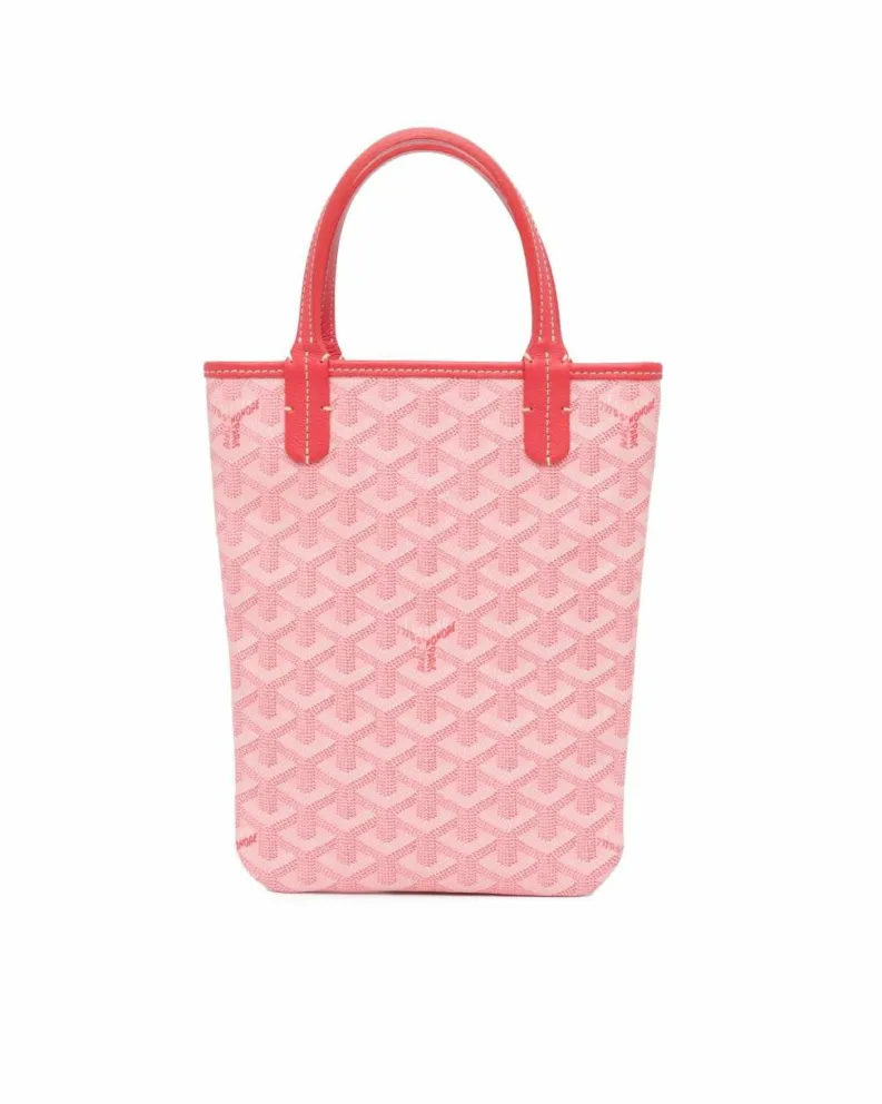 Tote Bags*Goyard Preloved Coated Canvas Tote with Leather Trim and Open Top Pink