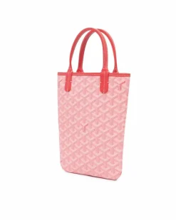 Tote Bags*Goyard Preloved Coated Canvas Tote with Leather Trim and Open Top Pink