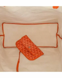 Tote Bags*Goyard Preloved Coated Canvas Tote with Leather Trim and Open Top Orange