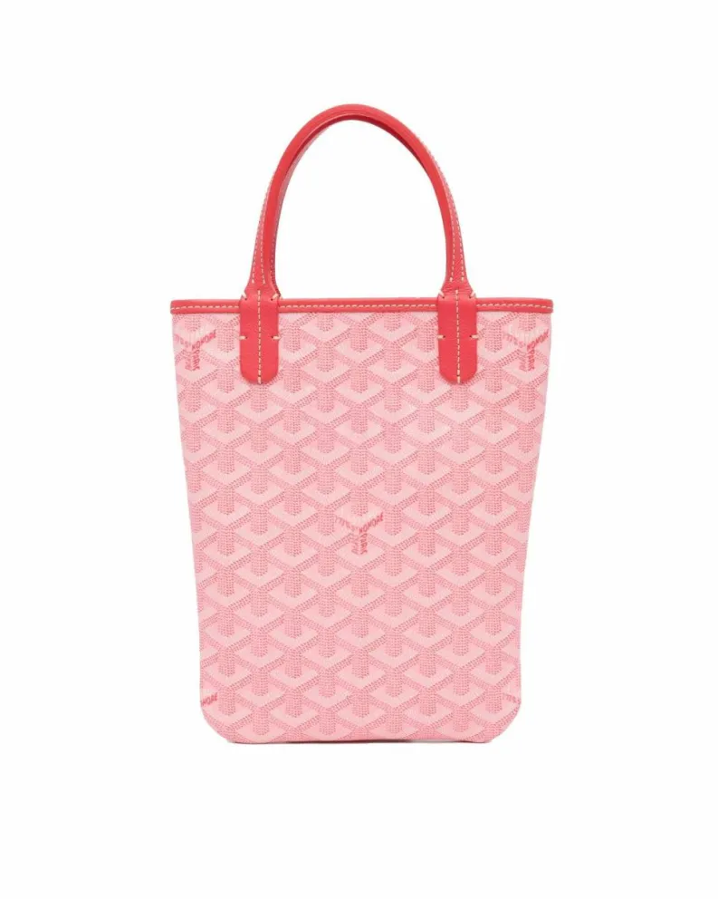 Tote Bags*Goyard Preloved Coated Canvas Tote with Leather Trim and Flat Handles Pink
