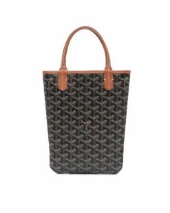 Tote Bags*Goyard Preloved Coated Canvas Tote with Leather Trim and Flat Handles Black