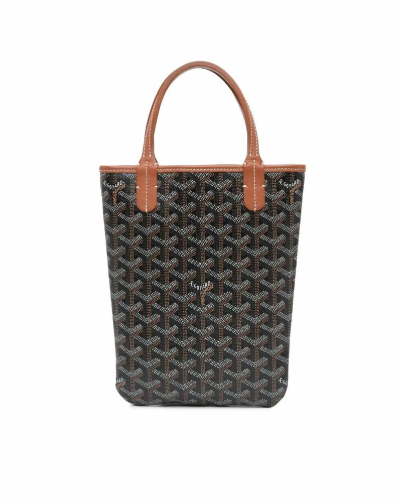 Tote Bags*Goyard Preloved Coated Canvas Tote with Leather Trim and Flat Handles Black