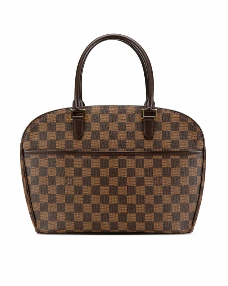 Tote Bags*Louis Vuitton Preloved Damier Ebene Canvas Tote with Rolled Leather Handles and Top Brown