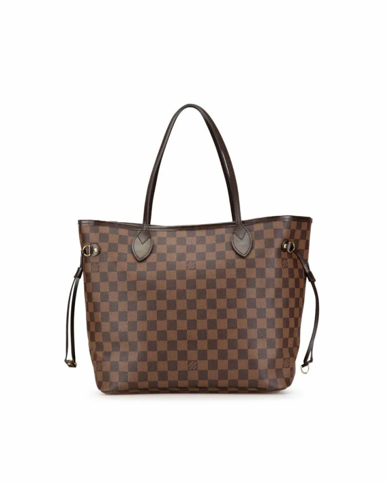 Tote Bags*Louis Vuitton Preloved Damier Ebene Canvas Tote with Leather Trim and Interior Zip Brown