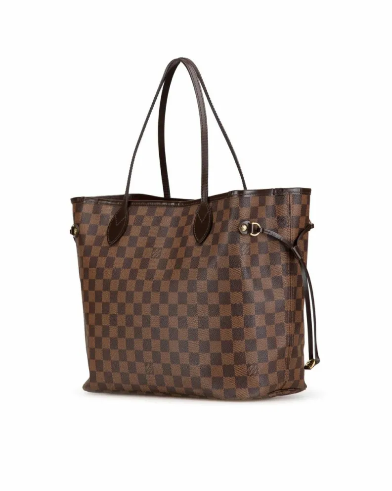 Tote Bags*Louis Vuitton Preloved Damier Ebene Canvas Tote with Leather Trim and Interior Zip Brown