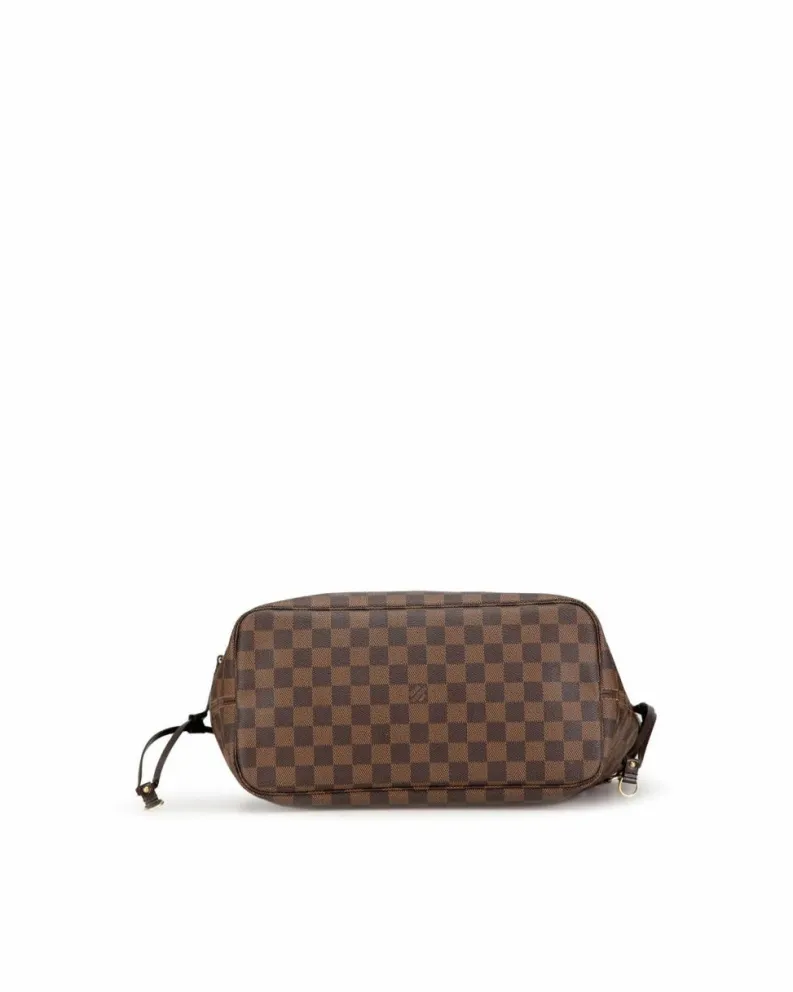 Tote Bags*Louis Vuitton Preloved Damier Ebene Canvas Tote with Leather Trim and Interior Zip Brown