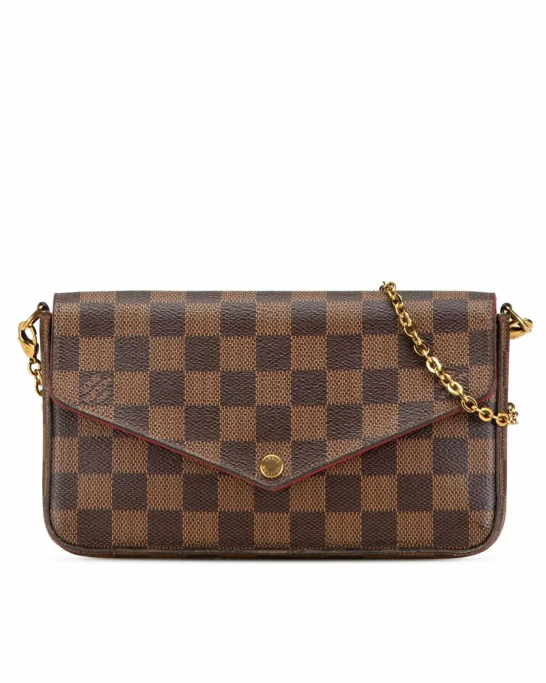 Cross-Body Bags*Louis Vuitton Preloved Damier Ebene Pochette Felicie Crossbody Bag with Detachable Brown