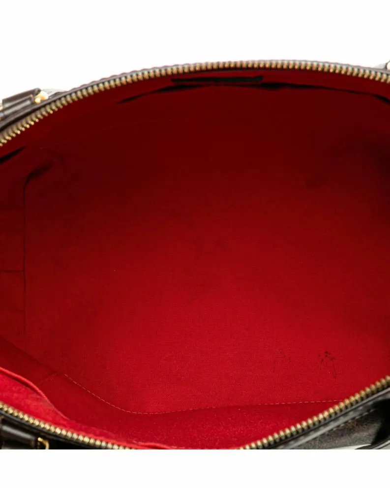 Tote Bags*Louis Vuitton Preloved Damier Ebene Westminster PM Canvas Tote with Leather Straps Brown