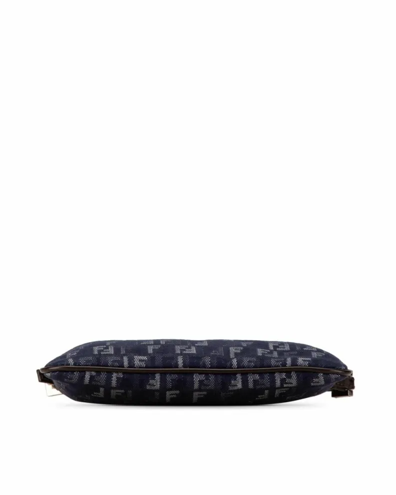 Cross-Body Bags*Fendi Preloved Denim Crossbody Bag with Leather Strap and Top Zip Closure Blue