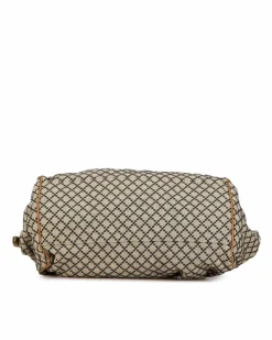 Shoulder Bags*Gucci Preloved Diamante Canvas Satchel with Leather Trim and Detachable Brown
